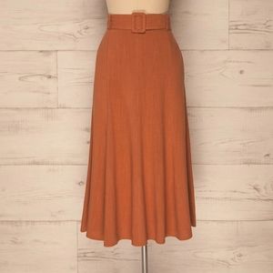 Rustic orange retro midi skirt